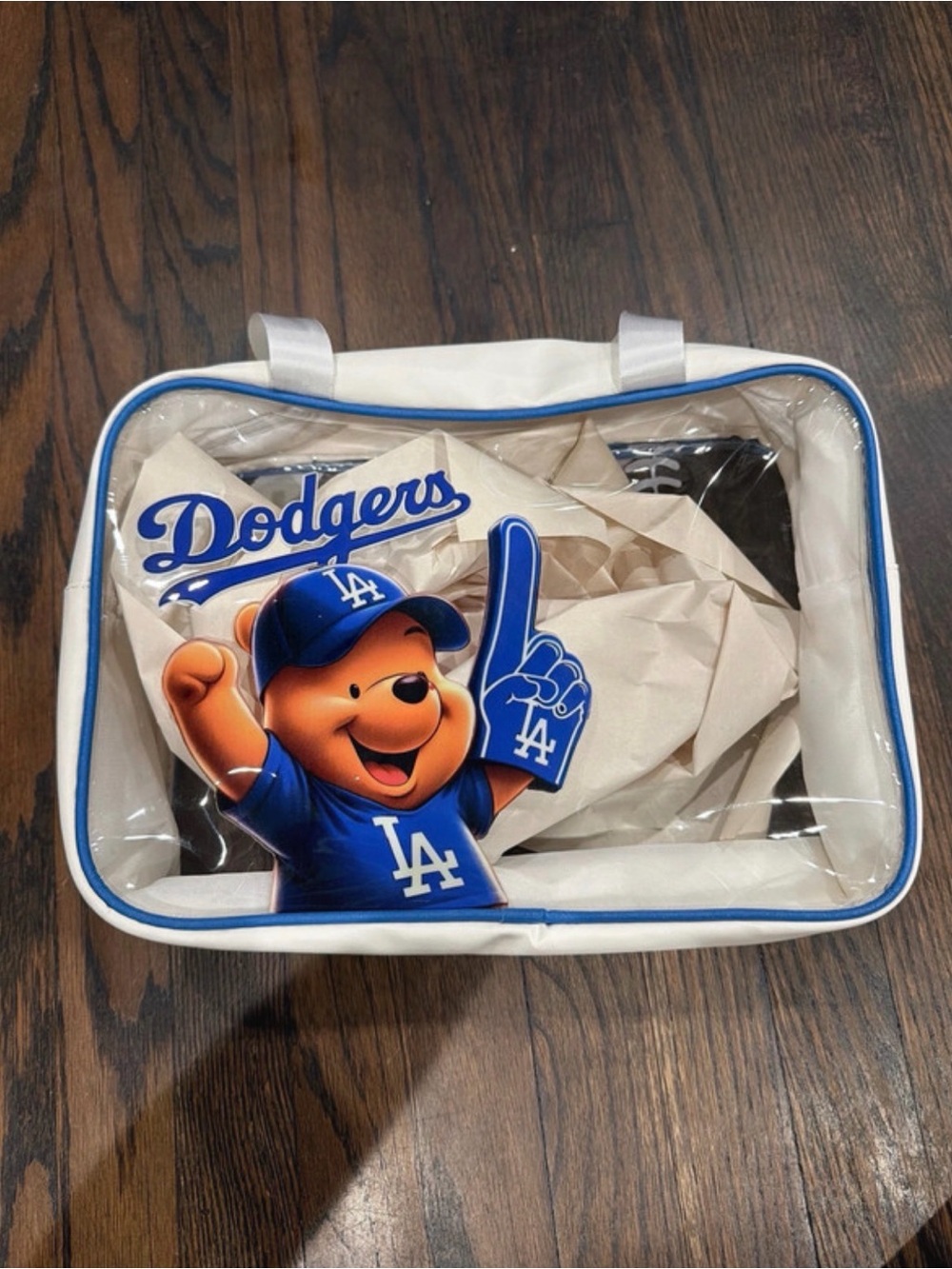 LA Dodgers Winnie the Pooh Clear Tote Bag - White & Blue